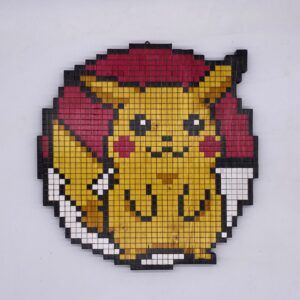Pikachu Pixel Art in legno creazione artigianale