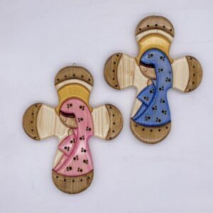 Croce con madonnina in legno creazione artigianale